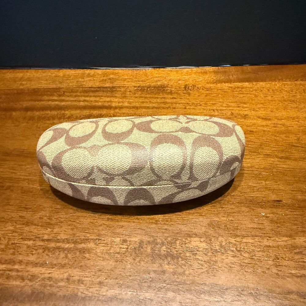 Coach Signature Monogram Hard Shell Sunglasses Eyeglasses Case Brown Tan Logo